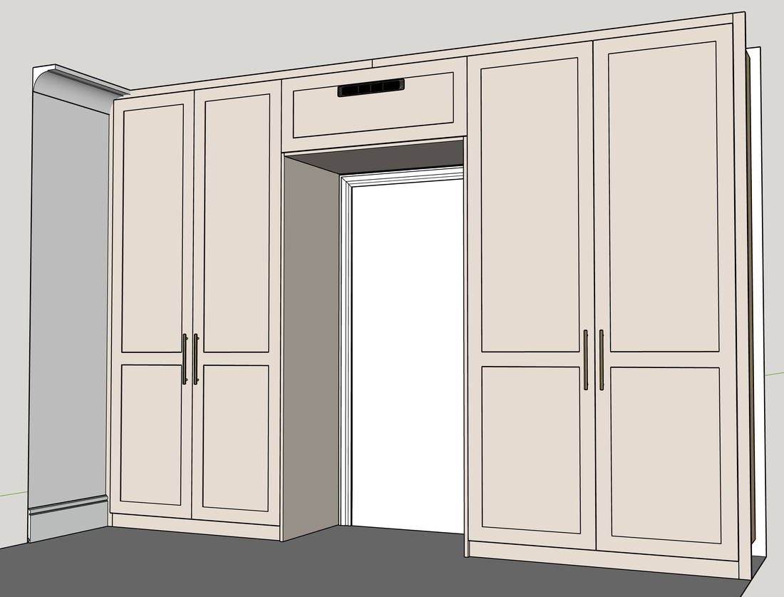 CAD drawing mockup of a bespoke wardrobe design