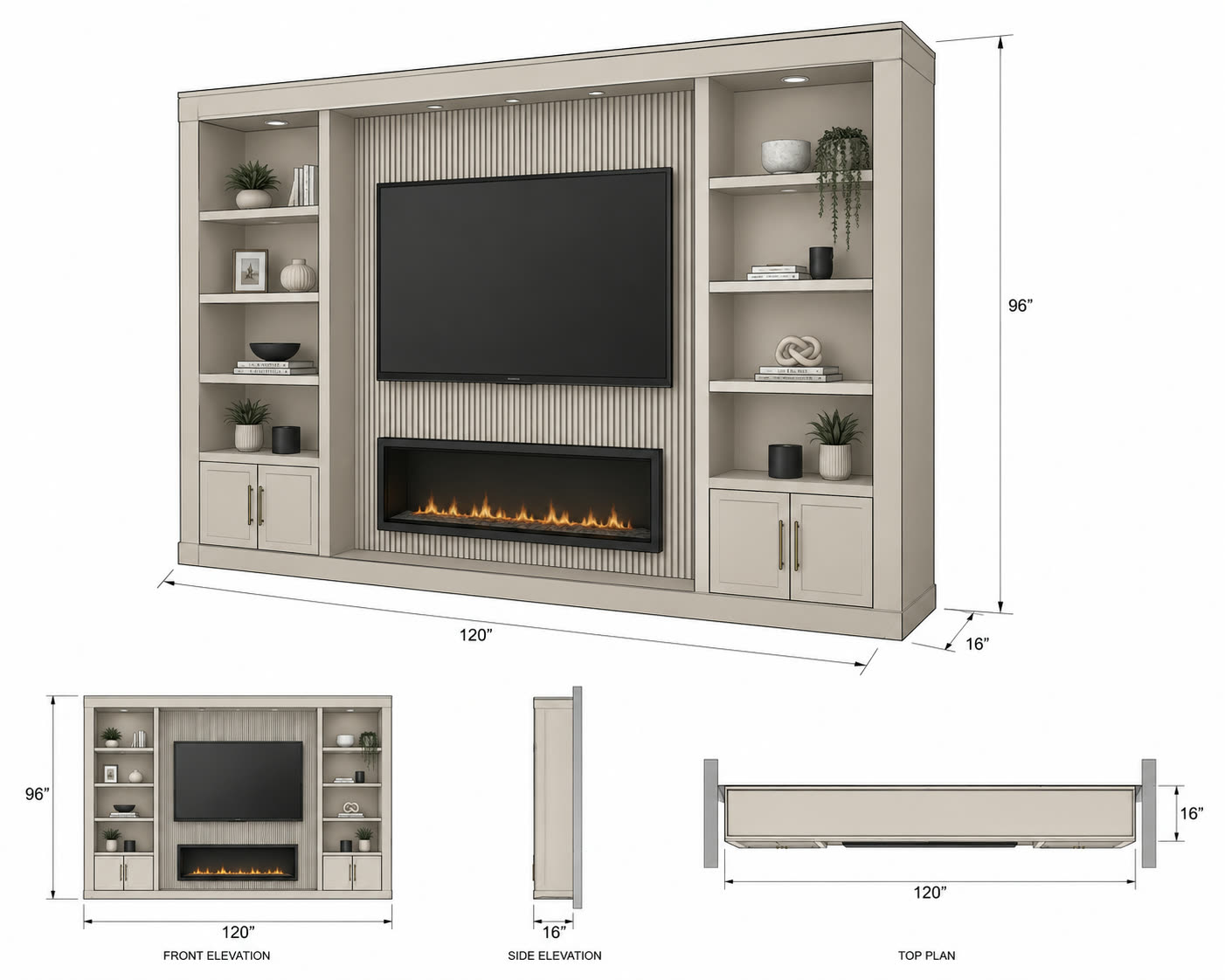 CAD drawing of a bespoke media wall design